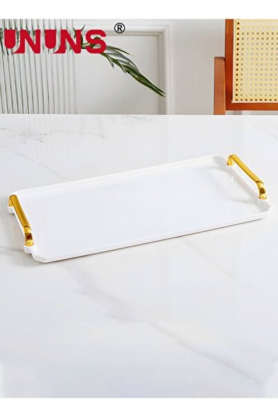 Generic Serving Tray with Golden Handles, Nordic Style Coffee Table Tray, Din...
