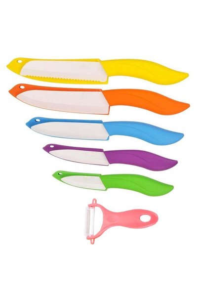 Generic Ceramic Knife Set 6 Piece Ceramic Knives Colored with Cover Kitchen K...