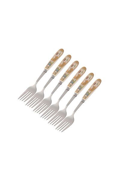 Generic Liying 6Pcs Ramadan Designed Dinner Fork (B) , Gold plasted design Plating Stainless Steel 18.5x2.5