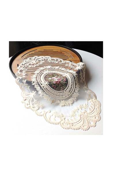 Generic KASTWAVE 2 Pack Lace Placemats, Embroidered Dinning Table Place Mats, Retro French Style Cup Mat fo