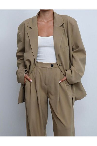 AÈC PRIVÈ Women's Lined Blazer Jacket Pants Set 7777 (100% Cotton, Non-Pilling)
