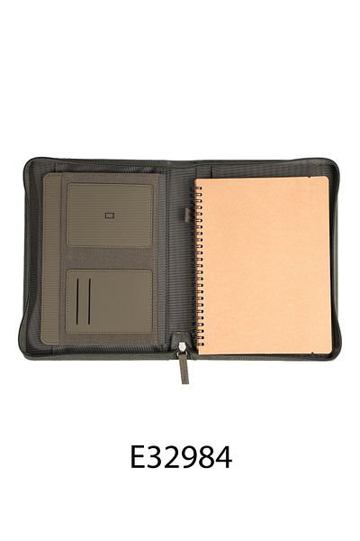 ORYX Unisex Professional Fabric Portfolio – B5 Organizer with Craft Paper Notebook & Metal Detail Green