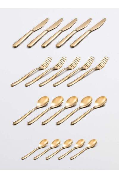 Generic Golden-colored Flatware Set for 20pcs Stainless Steel Spoons Forks Sets Dishwasher-Safe Cutlery