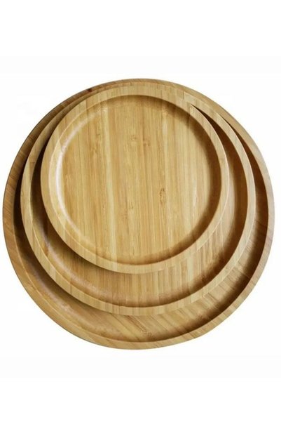 Generic 3-Piece Round Bamboo Serving Trays Set