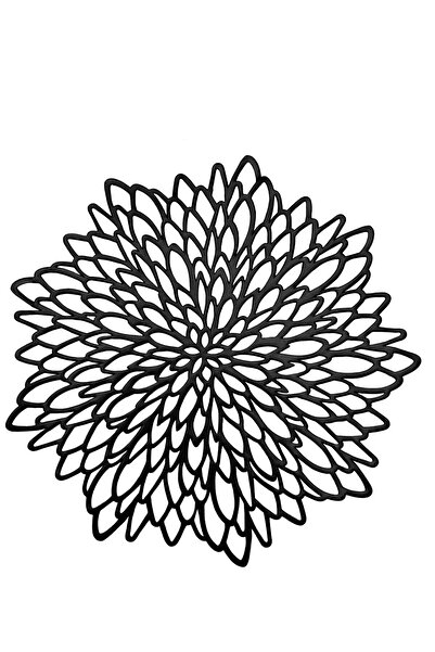 Generic SYOSI Set of 6 Black Placemats Pressed Vinyl Hollow Out Round Floral Dining Table Mats Centerpiece