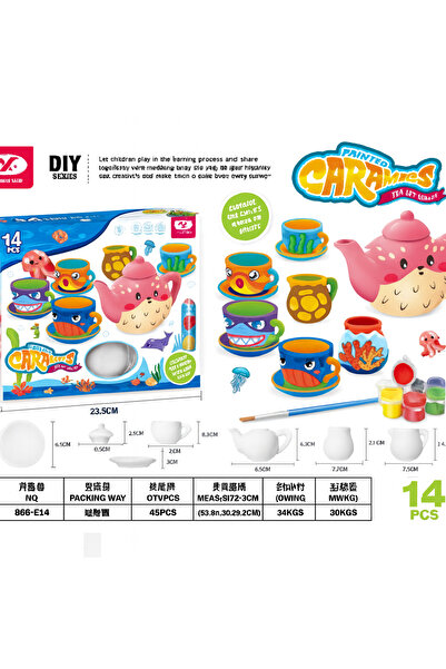 rexa مجموعة شاي سيراميك مطلية DIY مكونة من 14 قطعة مجموعة ألعاب فنية إبداعية