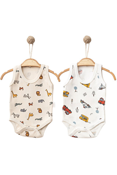 Nayinom Erkek Bebek&Çocuk Askılı Çıtçıtlı Badi 2’li Set – %100 Pamuk, Esnek v...