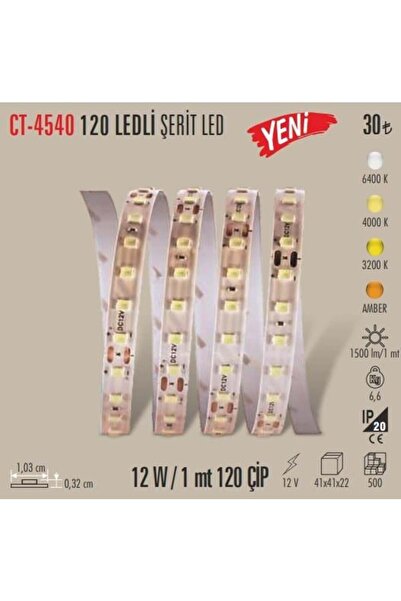 Cata CT-4540 120 LED'li Şerit LED – 12V 12W/m Beyaz Işık 6500K