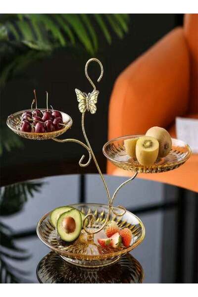 Generic 3 Layers Butterfly Creative Design Fruits Snacks Serving Tray Storage...