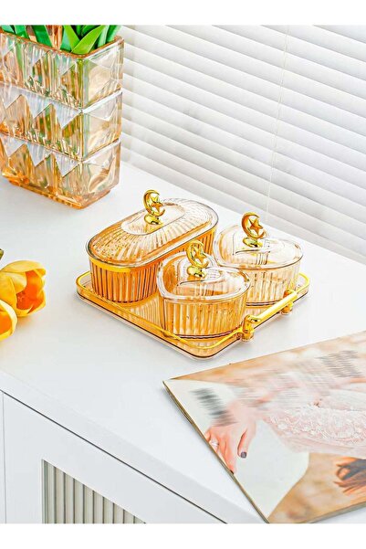 Generic Plastic household fruit tray&transparent gilt edged living room tea t...