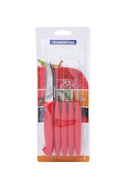 Generic 6-Piece Diamant Paring Knife Set Red/Silver 3inch