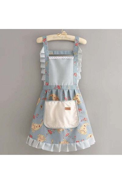 Generic Lace Aprons Korean Style Waterproof Cooking Apron, Cute Cotton Hand Wipe Cross Back Painting Apron