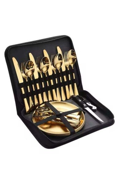 Generic 20Pcs Portable Camping Cutlery Set Portable Stainless Steel Tableware...