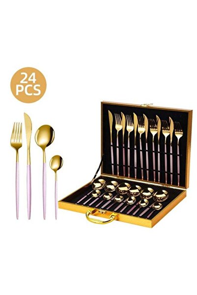 Generic XIANGYU 24pcs Minimalist Metal Stainless Steel Wedding Party Wedding Supplies Knife Folk Spoon Fork