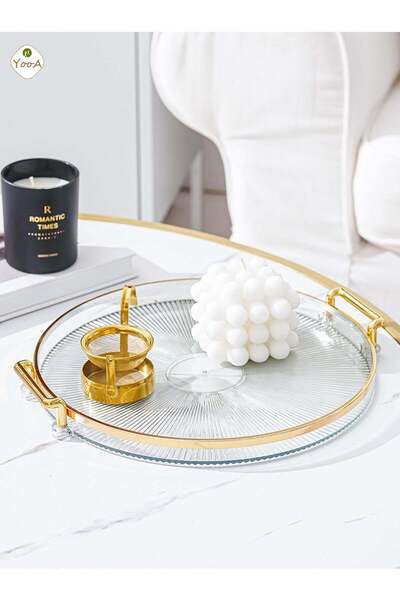 Generic Round Serving Trays with Handles Home Decorative Coffee Table Food Tr...