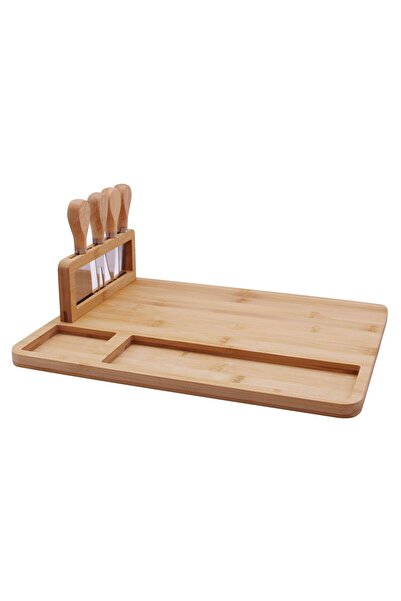 Generic Organic Bamboo Cheese Cutting Board & Knife Gift Set - Wooden Serving...