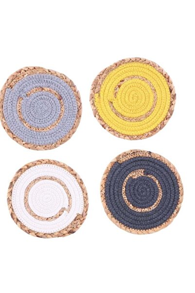 Generic KASTWAVE 7 Inch Round Braided Placemats, Washable Heat Resistant Cotton Polyester Circle Place Mats