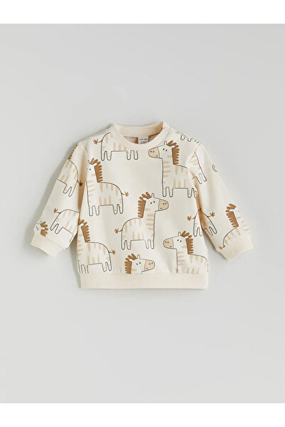 LC Waikiki Lcw Babyecru Printed Baby Boy Sweatshirt and Tracksuit Bottom 2-Piece