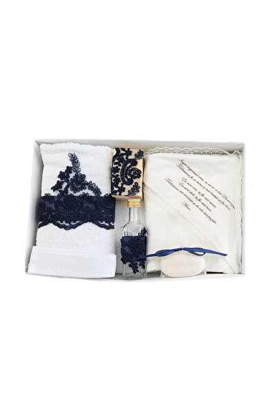 fantasialand Set elegant de botez cu dantelă bleumarin