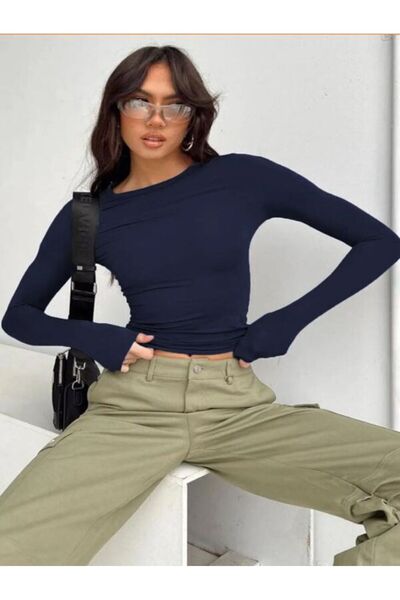 BEFS STORE μακρυμάνικο λύκρα ελαστικό και άνετο ύφασμα με λαιμόκοψη