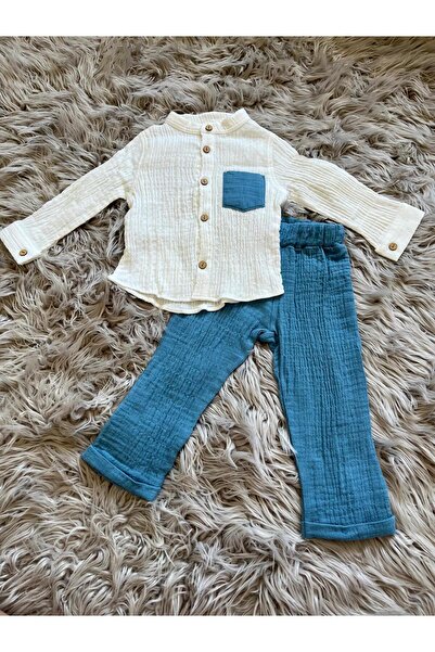 Cyber Boy's Muslin Fabric Shirt and Pants Set