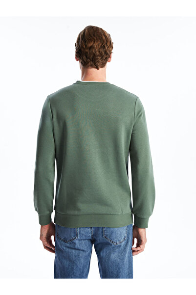 LC Waikiki Bisiklet Yaka Baskılı Erkek Kalın Sweatshirt