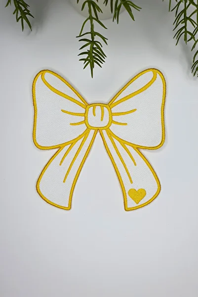 decofav Ribbon Shaped Lemon Yellow Embroidered Cocktail Napkin 1 Piece