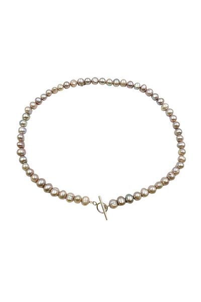 Abundo "Simple Pearls" grey necklace made of cultured pearls and 925 silver, 41 cm