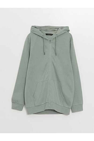 LC Waikiki Mg trenden green Hooded long sleeve men's zippered sweatshirt