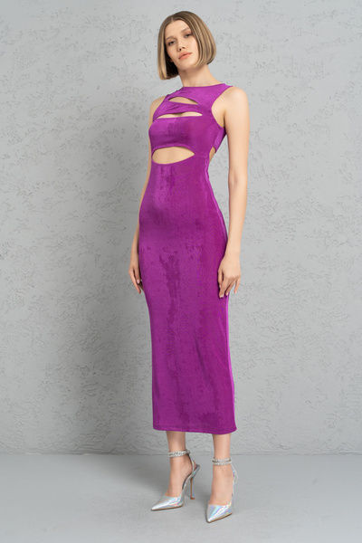 Kikiriki Magenta Pencere Detaylı Kolsuz Elbise