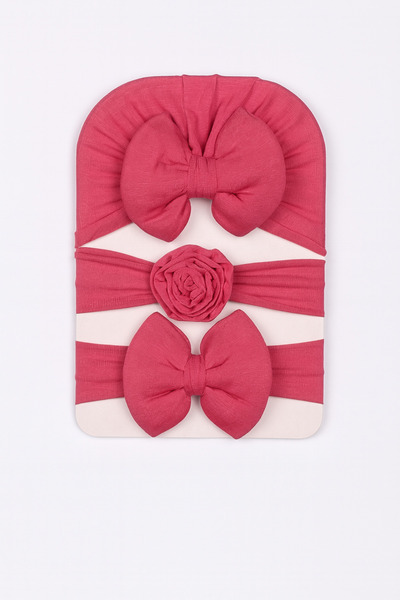 Bebekino 0-18 Ay Kız Bebek 3’lü Set – Fiyonklu Bone, Fiyonklu Saç Bandı, Güll...