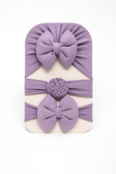 Bebekino 0-18 Ay Kız Bebek 3’lü Set – Fiyonklu Bone, Fiyonklu Saç Bandı, Güll...