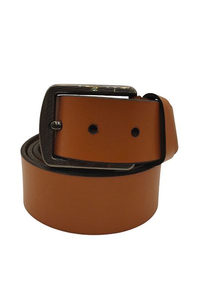 None Mens Belt Leather Casual with Adjustable Buckle - Brown Color