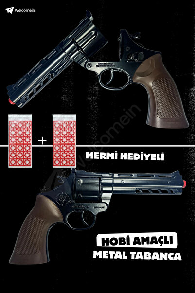 welcomein Metal Gövdeli 8’li Kapsül Patlatan Tabanca Kılıflı Dayanıklı Oyuncak Tabanca 288 Mantar Mermi Hediye