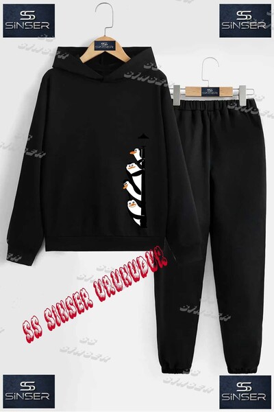 SS SİNSER Παιδικό Unisex Σετ Φόρμας με Κουκούλα και Ειδική Στάμπα "PENGUEN DI...
