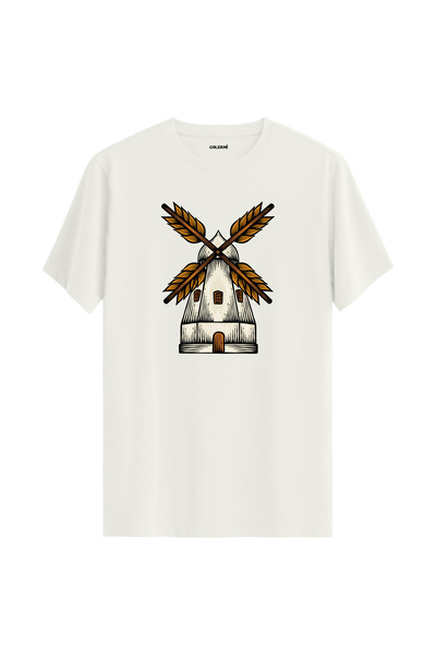 Colermi تي شيرت مطبوع عليه مطحنة الرياح على الموضة في الشارع، نمط كاجوال يومي، مصنوع من القطن بنسبة 100%