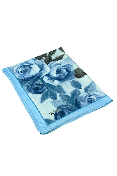 mim eşarp Şal din bumbac Vav Silk Bamboo Cashmere – cu model de trandafiri, şal moale şi respirabil