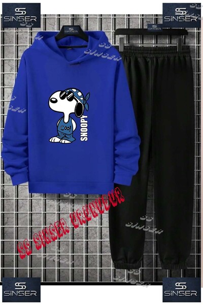 SS SİNSER Παιδικό Unisex Σετ Φόρμας με Κουκούλα και Ειδική Στάμπα "SNOPY BLUE...