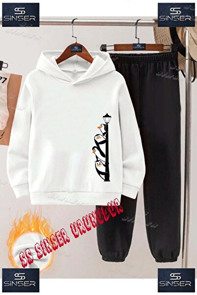 SS SİNSER Детски унисекс комплект спортен екип с качулка и специален принт „P...