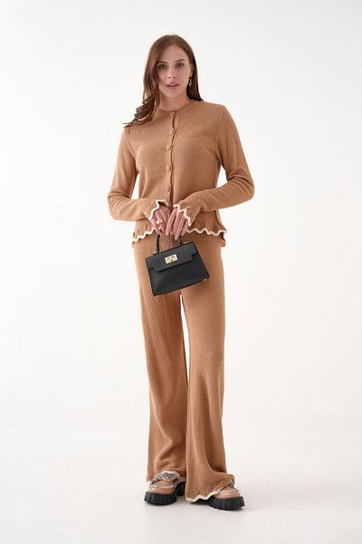 TRIKO TIME COLLECTION Women's Wave Touch Knitwear Set (Cardigan & Wide Leg Pants)