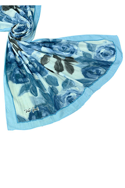 mim eşarp Şal din bumbac Vav Silk Bamboo Cashmere – cu model de trandafiri, şal moale şi respirabil