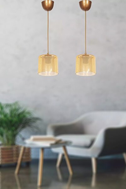 zorbey enet aydınlatma Mika Çift Camlı Sarkıt Tekli Eskitme Bal Mika Camlı (2...