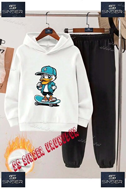 SS SİNSER Παιδικό Unisex Σετ Φόρμας με Κουκούλα "DUCK TURQUOISE SKATEBOARD" μ...