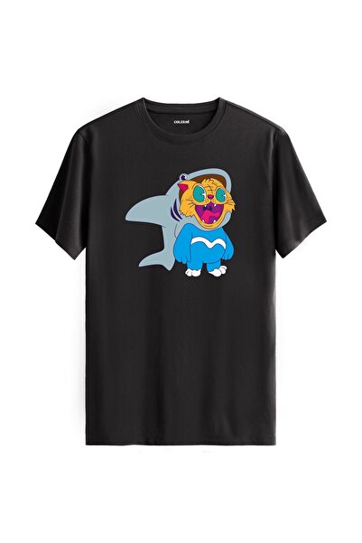 Colermi Cat Shark Design 100% Cotton Premium Fabric T-Shirt
