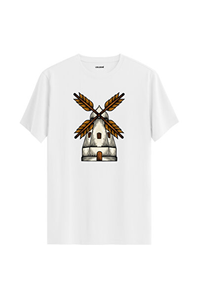 Colermi تي شيرت مطبوع عليه مطحنة الرياح على الموضة في الشارع، نمط كاجوال يومي، مصنوع من القطن بنسبة 100%