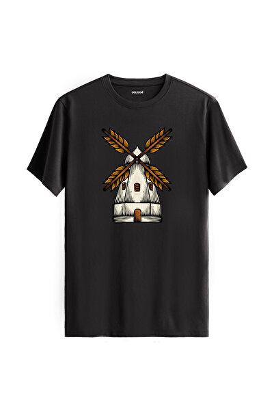 Colermi تي شيرت مطبوع عليه مطحنة الرياح على الموضة في الشارع، نمط كاجوال يومي، مصنوع من القطن بنسبة 100%