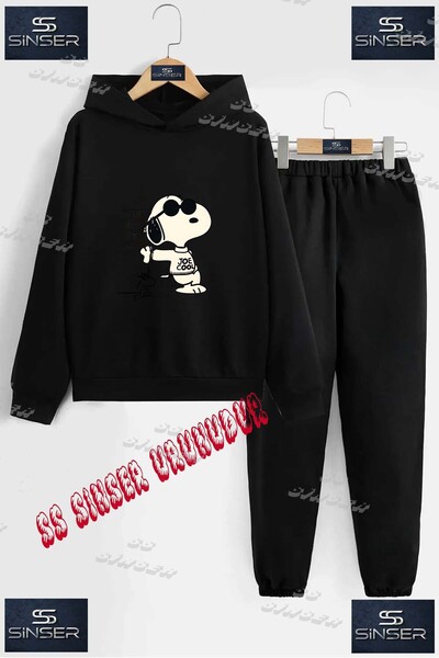 SS SİNSER Детски унисекс комплект спортен екип с качулка и специален принт „S...