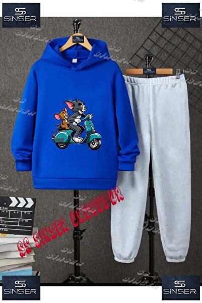 SS SİNSER Παιδικό Unisex Σετ Φόρμας με Κουκούλα και Ειδική Στάμπα "TOM JERRY ...