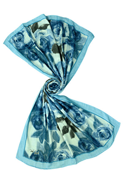 mim eşarp Şal din bumbac Vav Silk Bamboo Cashmere – cu model de trandafiri, şal moale şi respirabil