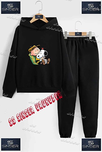 SS SİNSER Παιδικό Unisex Σετ Φόρμας με Κουκούλα και Ειδική Στάμπα "SNOPY COCU...